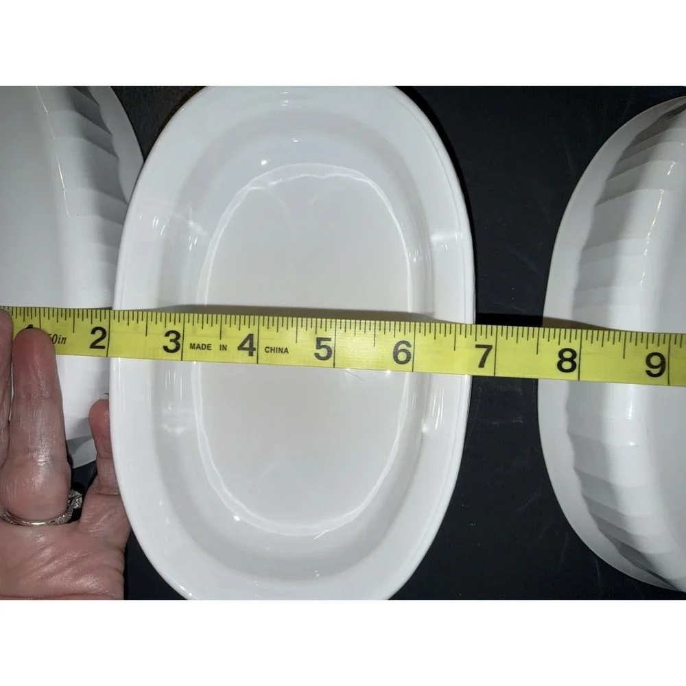 CorningWare French White F-15-B Oval Casserole Dishes w/ F-15-PC Lids Set of 3